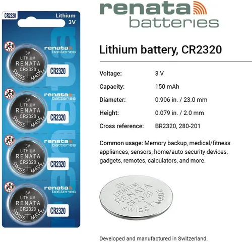 Miniatura 2 de Renata CR2320 Baterías - Batería de litio de 3 V 2320 (2 unidades)