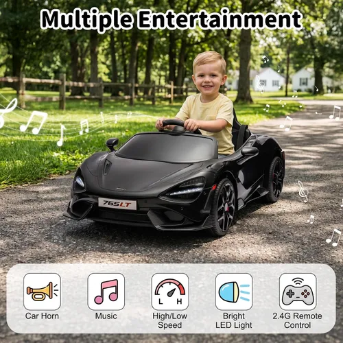 Miniatura 4 de Automóvil de paseo para niños con licencia McLaren 765LT para niños de 3 a 6 años, vehículo eléctrico con batería de 12 V, con control remoto