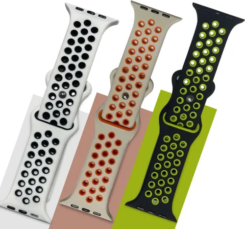Miniatura 2 de Paquete de 3 correas deportivas compatibles con Apple Watch de 1.496 in 1.575 in 1.614 in 1.654 in 1.732 in 1.772 in 1.929 in, correa de silicona
