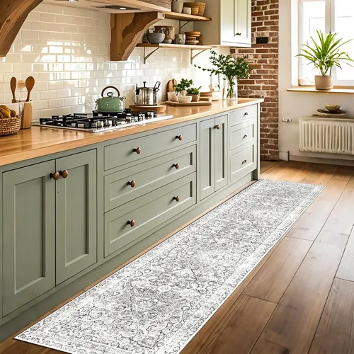 Miniatura 37 de Alfombra lavable para pasillo de 2 x 3: alfombra suave vintage para cocina, baño, lavandería, con respaldo antideslizante, alfombra de piso