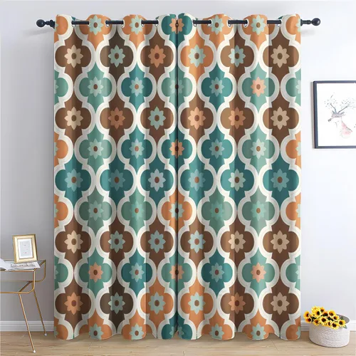 Miniatura 9 de Cortinas hexagonales blancas y negras, cortinas opacas geométricas para dormitorio, cortinas de ventana modernas, cortinas abstractas llamativas