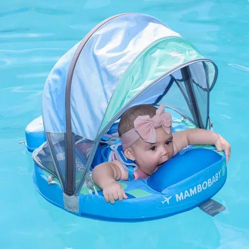 Miniatura 6 de Flotador de bebé con dosel no inflable Mambobaby Flotador de piscina para bebé mejorado con cola para niños pequeños Flotador de seguridad para Azul