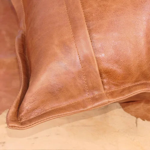 Miniatura 6 de Funda de almohada de cuero de cordero 100% cuero de cordero – Funda de cojín para sofá – Fundas decorativas para sala de estar y dormitorio, cuero