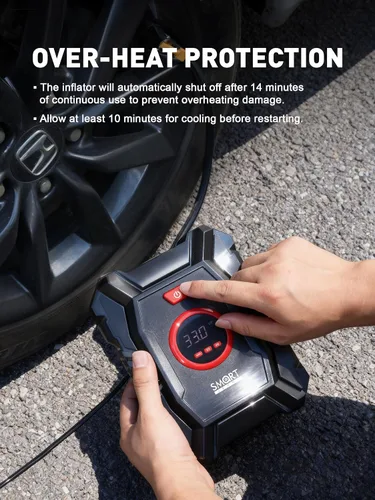 Miniatura 8 de SMART JERRY - Inflador de neumáticos de 12 V para automóvil Inflador digital de neumáticos compresor de aire portátil para camión con apagado
