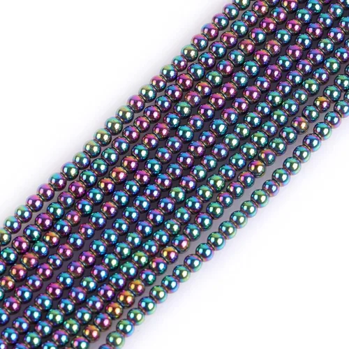 Miniatura 27 de GEM-Inside - Cuentas sueltas de hematita negra natural no magnética de 0.079 pulgadas, cuentas redondas de energía para fabricación de joyas, 15