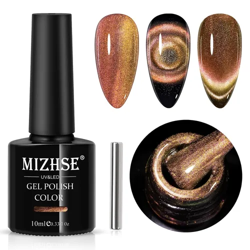 Miniatura 12 de MIZHSE Esmalte de uñas en gel 9D de ojo de gato, esmalte en gel magnético plateado con barra magnética, efecto galaxia mágico con destellos y brillo