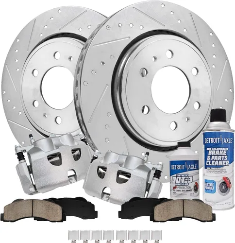 Miniatura 48 de Detroit Axle - Rotores de freno para Ford 2013-2019 Explorer Taurus Flex Lincoln MKT MKS, rotores de freno de disco ranurados perforados de repuesto