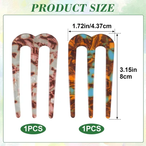 Miniatura 2 de 2 horquillas de pelo francés grandes en forma de U para mujeres, horquillas de pelo de 3 puntas para moños, horquilla de pelo con giro francés