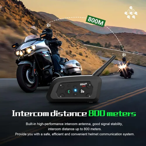 Miniatura 6 de EJEAS Casco de motocicleta Bluetooth V6 Pro, 2 vías 1200M sistema de comunicación de intercomunicación de motocicleta para esquí/ATV/Dirt