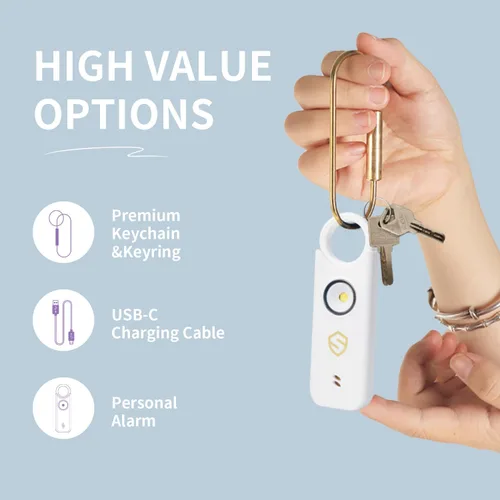 Miniatura 3 de Alarma personal para mujer, diseñada por mujeres, alarma de altavoces dobles extra fuertes con luz estroboscópica, recargable, alarmas personales