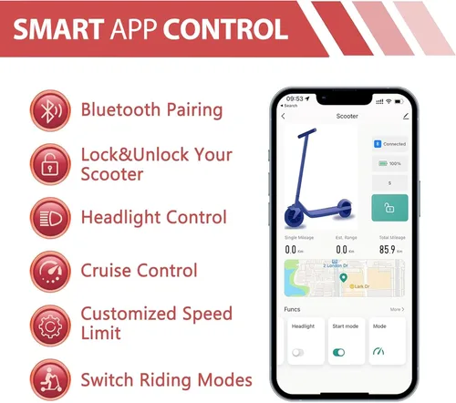 Miniatura 9 de MAXSHOT Electric Scooter for Adults, 8.5/14" Tires, 19/22Mph, 350W/500W Motor, 16-28 Miles Range, Folding E-Scooter with Dual Suspension,APP Control