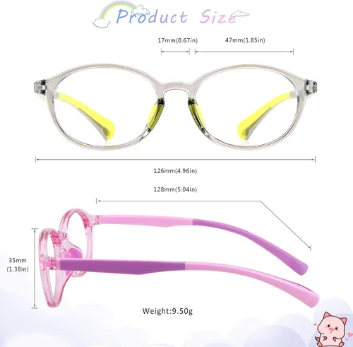 Miniatura 4 de 2 pares de lentes de bloqueo de luz azul para niños, protección UV400, antirayos azules, para computadora para niños y niñas de 3 a 12 años