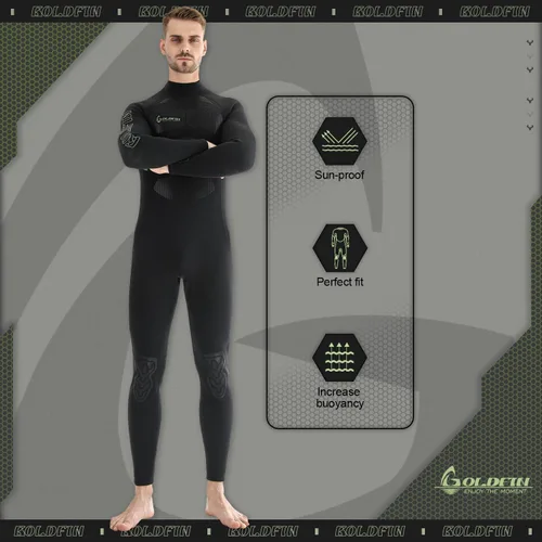 Miniatura 5 de GoldFin Traje de neopreno para hombre, 0.118 pulgadas (0.118 in) con cremallera trasera para mantener el calor en agua fría
