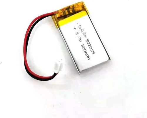 Batería recargable de iones de polímero de litio Li Lipo de 3.7V con conector JST de 2 pines de 0.079 in/0.049 in (502035 300mAh 2.0Jst)