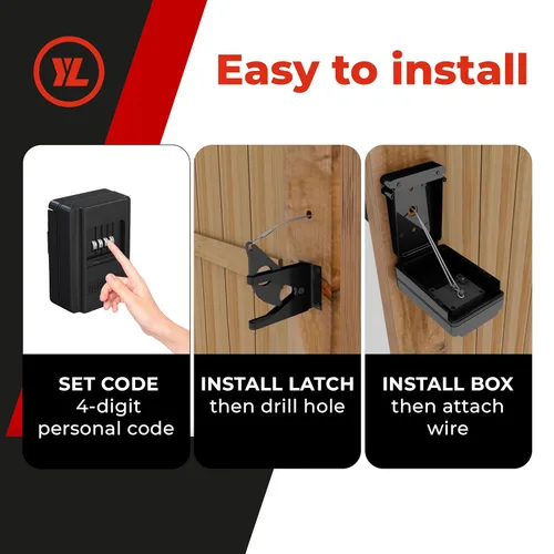 Miniatura 4 de Cerradura de portón – Cerradura de cerca sin llave segura y pestillo con acceso de 2 vías – Sistema fuerte y duradero para prevención de robos