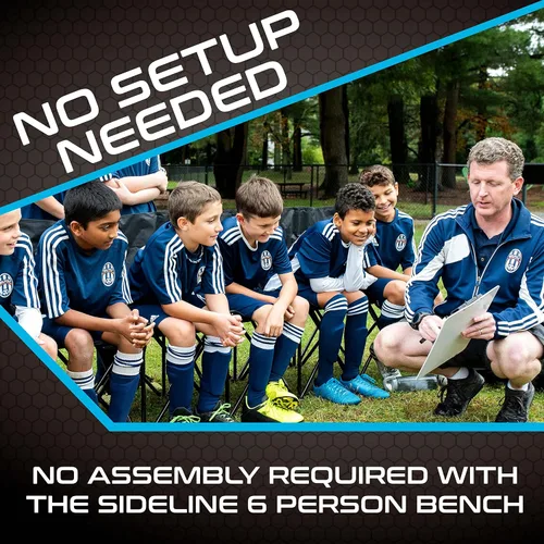 Miniatura 4 de Franklin Sports Sideline - Banco de equipo plegable para 6 personas para sentarse, fútbol + equipo deportivo, banco plegable para 6 sillas