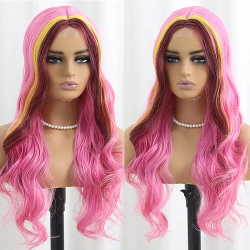 Miniatura 21 de Pelucas para mujeres negras, pelucas de encaje frontal de 13x6 Water Wave, pelucas sintéticas HD con encaje frontal, línea capilar natural