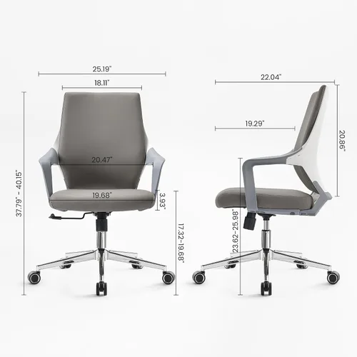 Miniatura 2 de EUREKA ERGONOMIC Dorian - Silla de oficina ejecutiva con soporte lumbar curvado, silla de escritorio de cuero regenerado con respaldo medio
