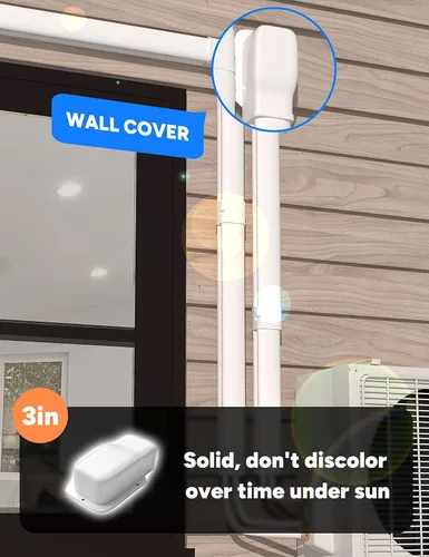 Miniatura 4 de Juego de cubierta de pared de entrada de 3 pulgadas para aires acondicionados sin conductos y bombas de calor, PP decorativo mejorado, resistente