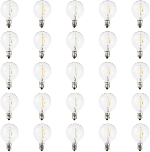 Miniatura 3 de 25 bombillas de filamento LED G40 amarillas, bombillas de repuesto para cadena de patio