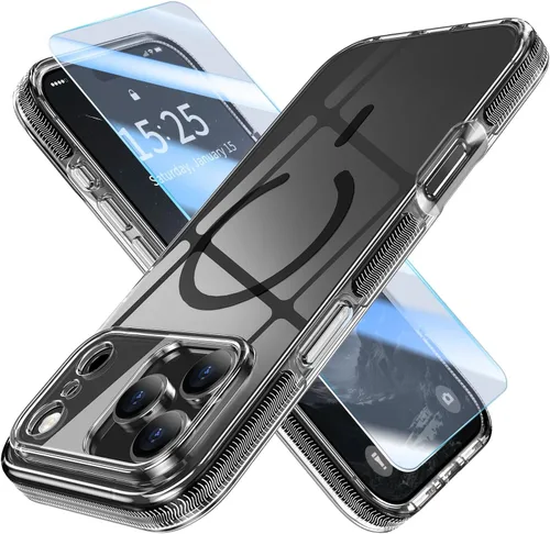 Miniatura 27 de MILPROX Compatible con iPhone 16 Pro Funda – con protector de pantalla – Compatible con MagSafe – Diseño magnético claro transparente – Que no se