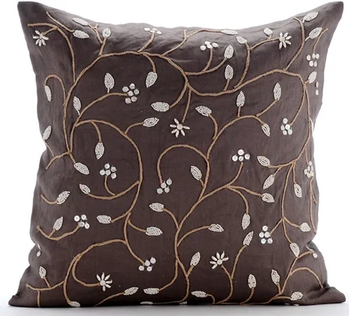 Miniatura 10 de The HomeCentric Fundas de almohada, fundas de cojín decorativas marrones para sofá de 16 x 16 pulgadas (15.7 x 15.7 in), cojines jacquard, 7. Marrón