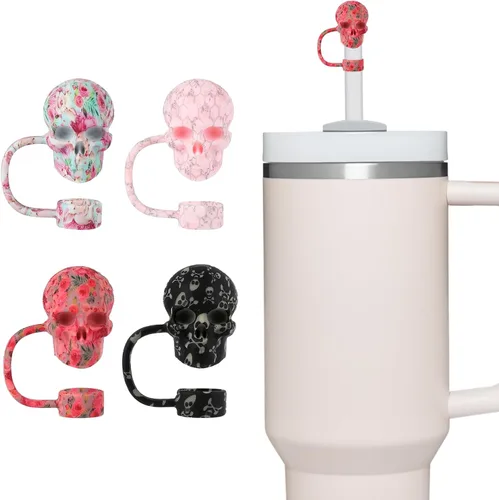 Miniatura 11 de 2 Pack de tapa de pajita con calavera para vaso Stanley 30 y 40 oz, accesorios para vaso de agua de tazón, tapa de pajita 3D reutilizable a prueba