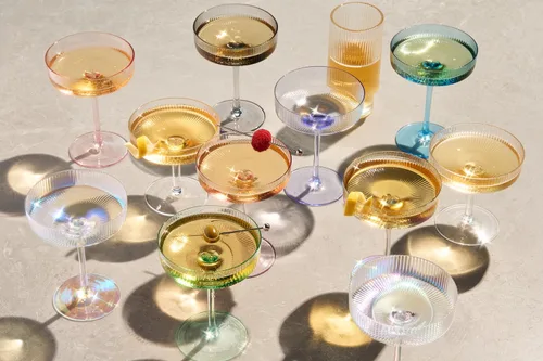 Miniatura 4 de Copas vintage Art Deco Coupé, Martini, champán y cóctel de 7 onzas, juego de 2 unidades, cristalería de cóctel Sidecar para champán, cristalería Azul