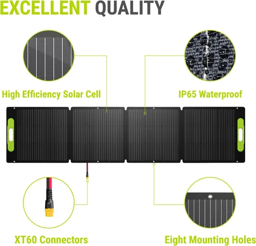 Miniatura 8 de Newpowa Kit de panel solar portátil de 200W con estuche de soporte ajustable, panel plegable de 200 vatios 12 voltios + controlador MPPT de 20A +