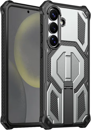 Miniatura 9 de Funda magnética para Samsung Galaxy S24 FE con soporte y protector de pantalla [compatible con Magsafe] antideslizante, cuerpo completo, doble capa
