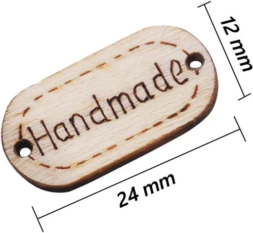 Onwon 200 etiquetas hechas a mano de madera ovalada hecha a mano, botones de madera con 2 agujeros para manualidades, costura, álbumes de recortes,