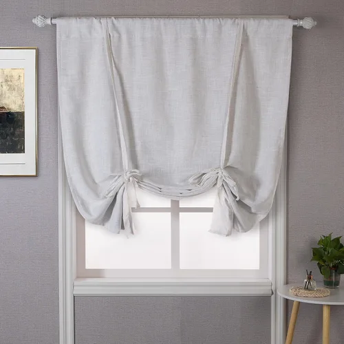 Miniatura 33 de DriftAway - Cortinas de Lino con Doble Capa, Blackout, de Atar, con Aislaje Térmico, Totalmente Forradas, Estilo Globo Romano, para Baño, con Lino