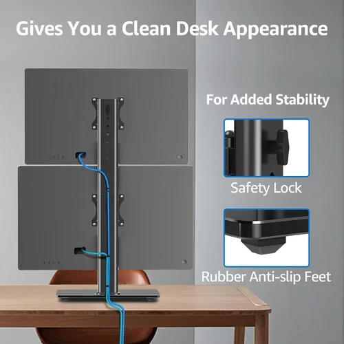 Miniatura 7 de MOUNTUP Soporte Vertical para Monitor Dual, Apila Dos Pantallas de hasta 32 Pulgadas, 14.9 Kg, Soporte de Escritorio Independiente para Monitor