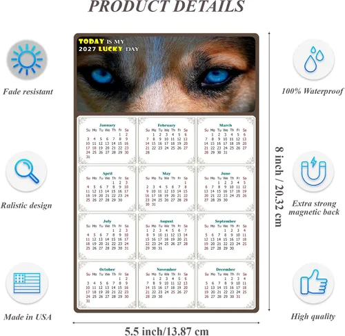 Miniatura 3 de Calendario magnético 2024 – Imanes del calendario – Today is my Lucky Day – Resistente a la decoloración, desgarros y agua – Temático de perros 03