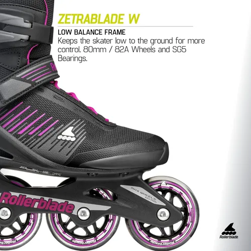 Miniatura 5 de Rollerblade Zetrablade Patines en línea para mujer adulta, patines en línea de rendimiento 2-Negro/Celeste