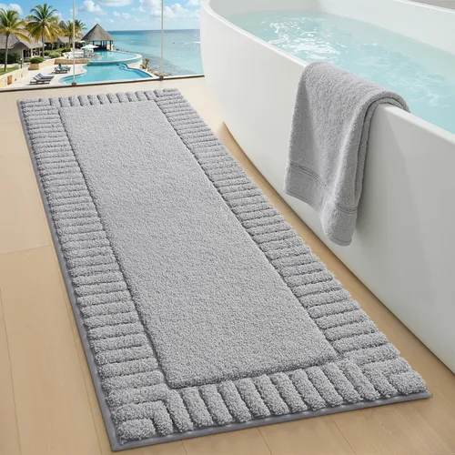 Miniatura 18 de LUMI Alfombras de baño antideslizantes con parte trasera de goma, alfombra de baño de microfibra de felpa extrasuave, absorbente, lavable a máquina