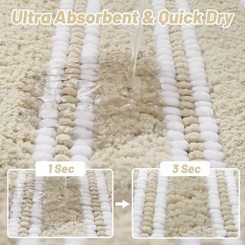 Miniatura 4 de Alfombras de baño antideslizantes, lavables, de 24 x 17 pulgadas, ultra suaves, súper absorbentes, para suelo de baño, alfombra de baño de chenilla