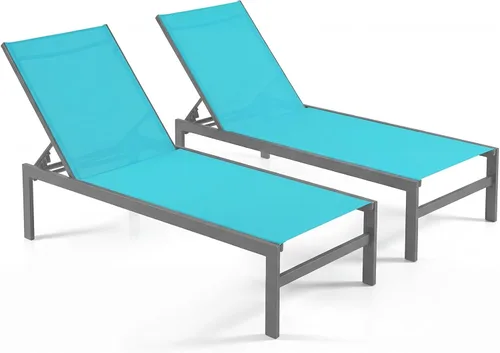 Miniatura 14 de Tangkula Tumbona de aluminio para patio, sillón ajustable para exteriores con respaldo de 6 posiciones, marco de aluminio resistente, tela Negro