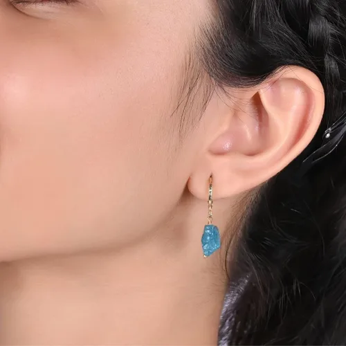 Miniatura 10 de Gempires Handmade Gemstone Hoop Earrings Raw Crystal Dangle Jewelry Hypoallergenic Gold Plated Lightweight Elegant Jewelry Gifts For Women