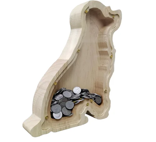 Miniatura 12 de FixtureDisplays® Alcancía de madera para gatos, alcancía de ahorro para niños, bonita moneda de recuerdo para niños y niñas, es un regalo único
