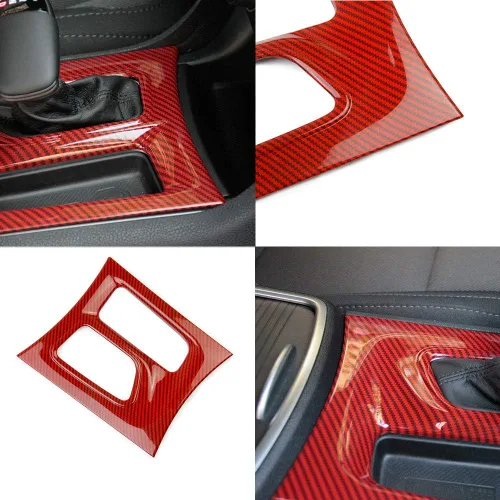 Miniatura 6 de crosselec Panel de cambio de marchas de control central de fibra de carbono Ajuste para Dodge Charger 2015+ (rojo)