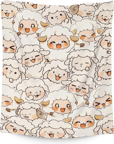 Miniatura 18 de Manta de oveja – Suave, mullida y cálida – Manta de tamaño regazo de 30 x 40 pulgadas para sofá, oficina, bonito regalo blanco para niños y niñas