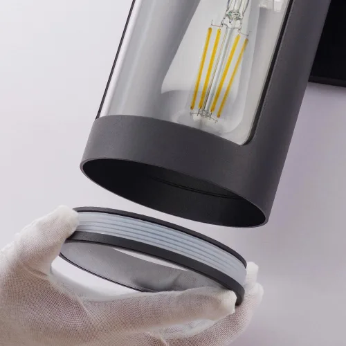 Miniatura 6 de Cerdeco Luces de pared negras para exteriores, luz cilíndrica de aluminio para porche con vidrio transparente, apliques de pared modernos