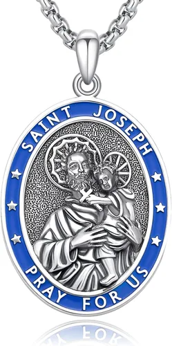 Miniatura 657 de Collar con colgante de plata de ley 925 con medalla de San Patrón, joyería religiosa para hombres y mujeres, con cadena de acero inoxidable 316L