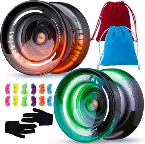 Miniatura 10 de MAGICYOYO Paquete de 2 Yoyos Responsivos para Niños Principiantes, Yoyos K2 de Cristal con 2 Guantes de Yoyo, 2 Bolsas de Yoyo, 12 Cuerdas de Yoyo