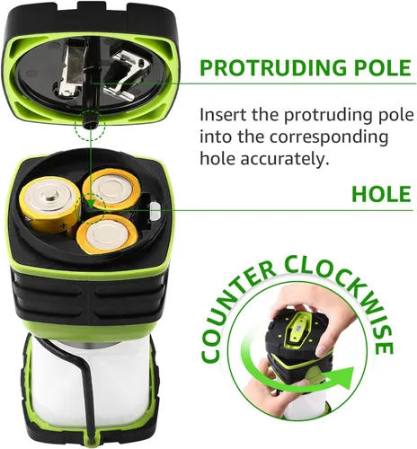 Miniatura 8 de LE Luz LED portátil de 1000 LM, atenuable, linterna para acampar de 4 modos, resistente al agua, lámpara que funciona a batería para el hogar