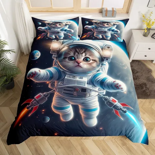 Miniatura 16 de Erosebridal Juego de ropa de cama individual de animales de la selva para niñas y niños, funda de edredón de elefante oso, tigre, león, safari
