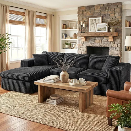 Miniatura 8 de Sofá modular modular de 105 pulgadas para sala de estar, sofá modular en forma de L con asiento profundo, sofá de espuma de nube con diván de gran