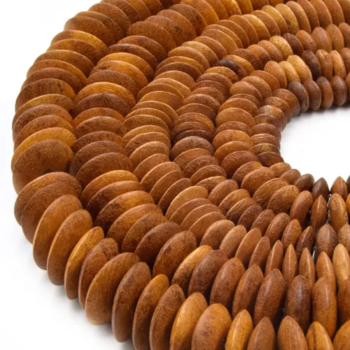 Miniatura 4 de Cuentas de platillo de madera Cuentas de madera en forma de platillo natural marrón rojo negro con agujeros de 0.059 pulgadas - 0.394 in, 0.472