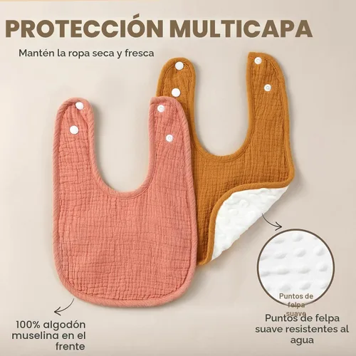 Miniatura 2 de POIKSHARK Paquete de 6 baberos de muselina unisex para niños y niñas, baberos de algodón, baberos de babeo y dentición para bebés Neutro